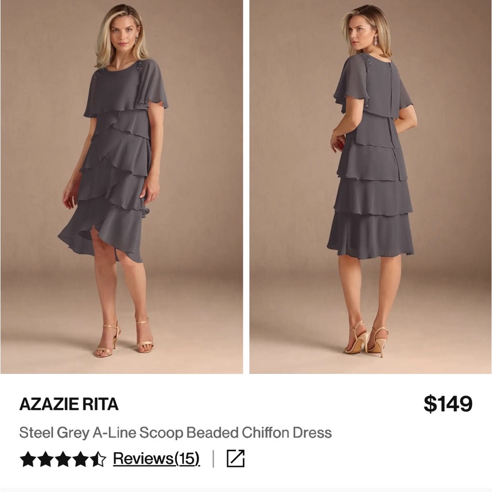 Azazie Asymmetrical Steel Grey Dress